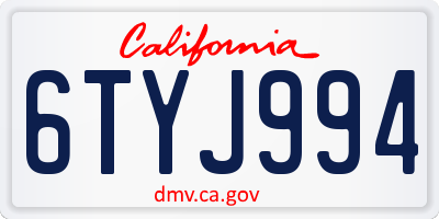 CA license plate 6TYJ994