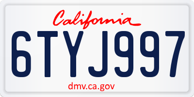 CA license plate 6TYJ997