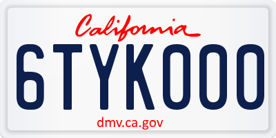 CA license plate 6TYK000