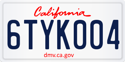 CA license plate 6TYK004