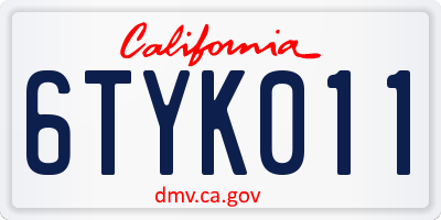 CA license plate 6TYK011
