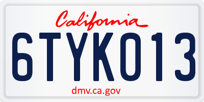 CA license plate 6TYK013