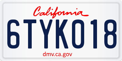 CA license plate 6TYK018