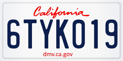 CA license plate 6TYK019