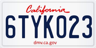 CA license plate 6TYK023