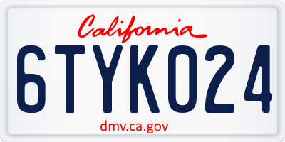 CA license plate 6TYK024