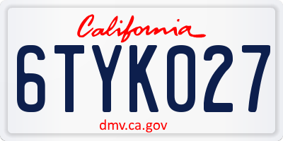 CA license plate 6TYK027