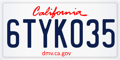 CA license plate 6TYK035