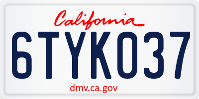 CA license plate 6TYK037
