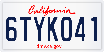 CA license plate 6TYK041