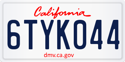 CA license plate 6TYK044