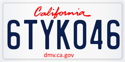 CA license plate 6TYK046