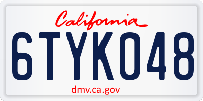CA license plate 6TYK048