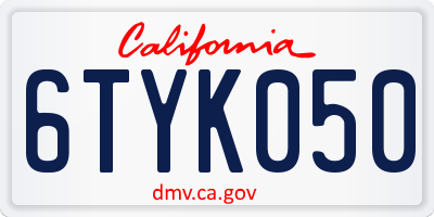 CA license plate 6TYK050
