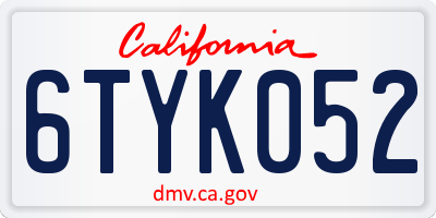 CA license plate 6TYK052