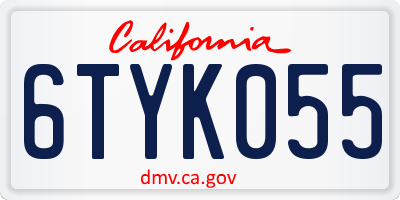 CA license plate 6TYK055