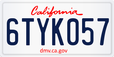 CA license plate 6TYK057