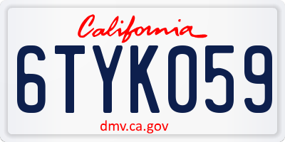 CA license plate 6TYK059