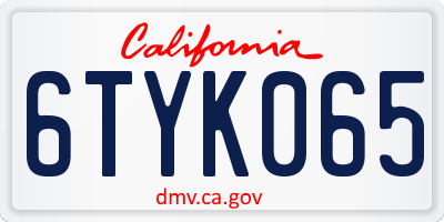 CA license plate 6TYK065