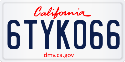 CA license plate 6TYK066