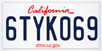 CA license plate 6TYK069