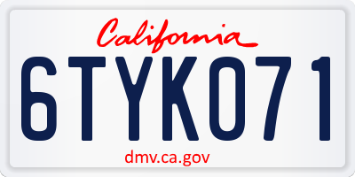 CA license plate 6TYK071