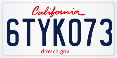 CA license plate 6TYK073