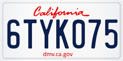 CA license plate 6TYK075