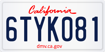 CA license plate 6TYK081