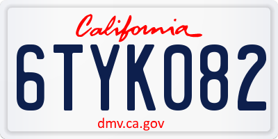 CA license plate 6TYK082