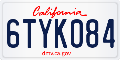CA license plate 6TYK084