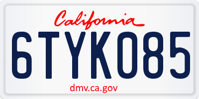 CA license plate 6TYK085