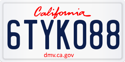 CA license plate 6TYK088
