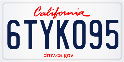 CA license plate 6TYK095