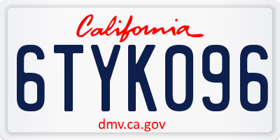 CA license plate 6TYK096