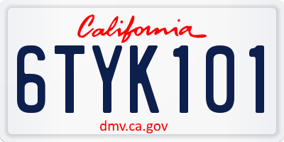 CA license plate 6TYK101