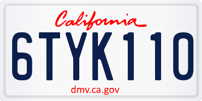 CA license plate 6TYK110