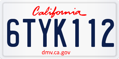 CA license plate 6TYK112