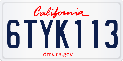 CA license plate 6TYK113