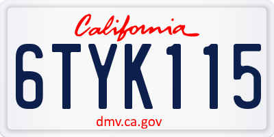 CA license plate 6TYK115