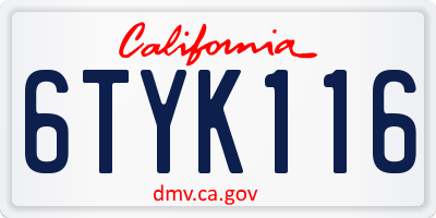 CA license plate 6TYK116