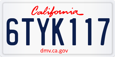 CA license plate 6TYK117