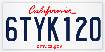CA license plate 6TYK120