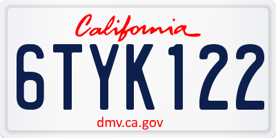 CA license plate 6TYK122