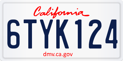 CA license plate 6TYK124