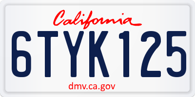 CA license plate 6TYK125