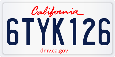 CA license plate 6TYK126