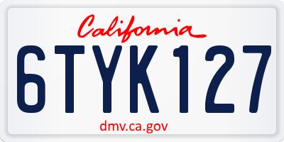 CA license plate 6TYK127
