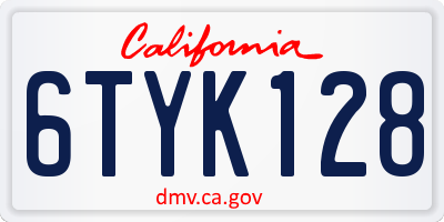 CA license plate 6TYK128