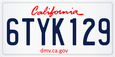 CA license plate 6TYK129